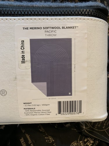 Rumpl Merino Softwool Throw Blanket Pacific Gray Wool Organic Cotton Travel Camp - Picture 12 of 12