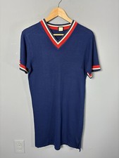 Vintage 70s SEARS The Mens Store Size M Navy Blue V-Neck Sleepshirt Nightgown