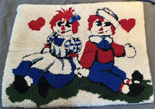 Raggedy Ann Andy Plush Decorative Handmade Latch Hook Rug Wall Art 31"x 40"