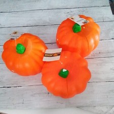 3 FALL HARVEST FALL DECOR FOAM ORANGE W GREEN STEM PUMPKINS FOR CRAFTS