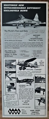 VINTAGE 1967 HAWK F-5A SKOSHI TIGER GRUMMAN BEARCAT AUTHENTI PLATE ADVERTISEMENT