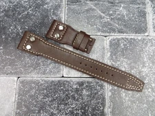 NEW 22mm IWC Brown CALF Leather Strap watch Band with Rivet BIG PILOT Beige x1 R