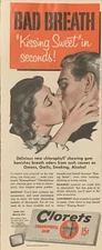1952 Clorets Chewing Gum PRINT AD Chlorophyll - Kissing Sweet Breath VTG 1950s
