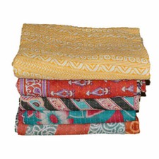 Kantha Quilt Indian Vintage Reversible Throw Handmade Blanket Wholesale Lot Twi