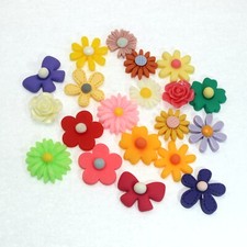 20 Assorted Flatback Resin Flower Cabochons Embellishments Scrapbooking Craft
