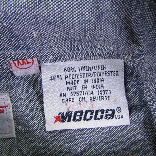Vintage Mecca Shirt Mens 2XL XXL Gray Button Up Linen Blend Camp Casual Y2K - Picture 14 of 15