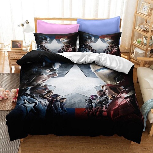 Marvel The Avengers Captain America Iron Man Bedding Set Duvet Cover Pillowcases - Picture 25 of 31