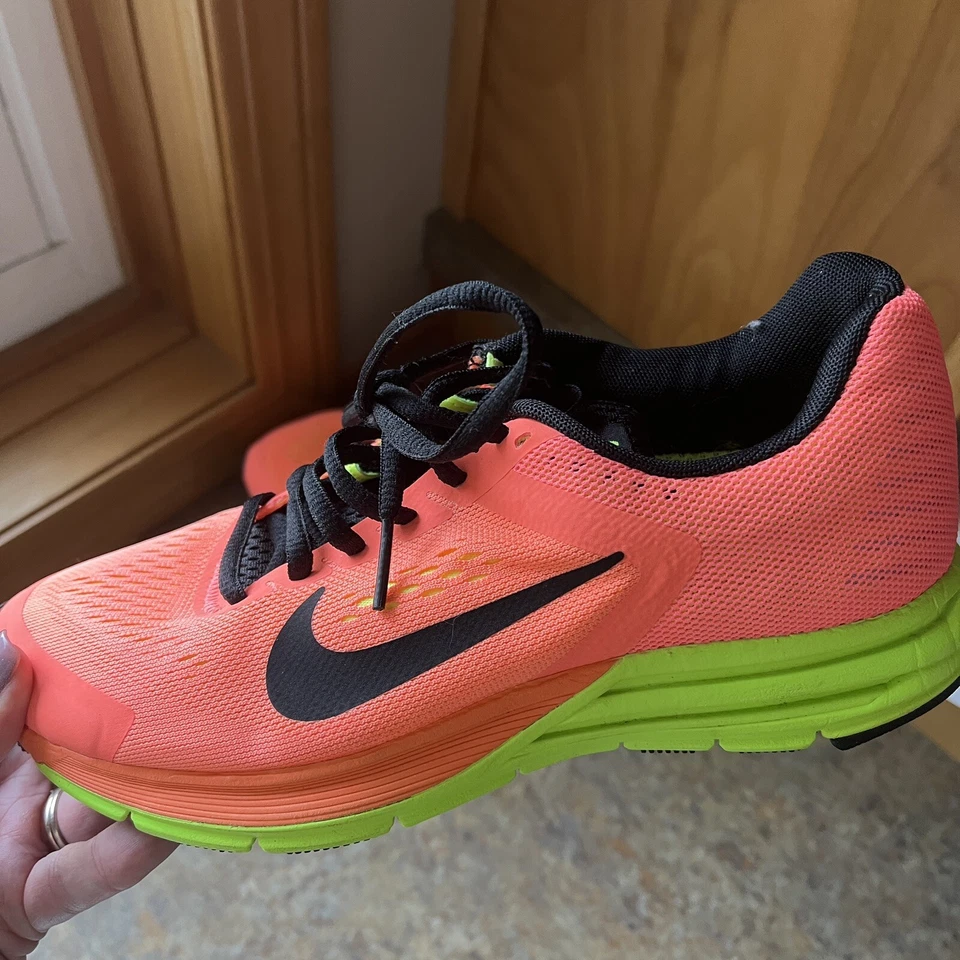耐克 Zoom Structure 17 跑步鞋橙色/霓虹绿 615588-800 女式 5.5 码 — 第 2/4 张图片