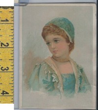 Victorian Card, 1890's, Culture  People, Girl in Green Dress A114 