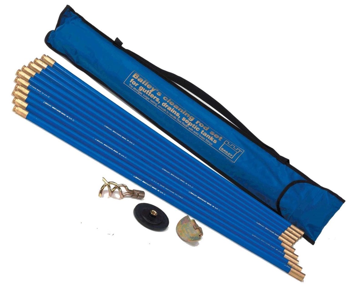 Bailey Drain Rod 30ft Industrial Plunger Rod Unblocker Set Cleaning Rods  Bag
