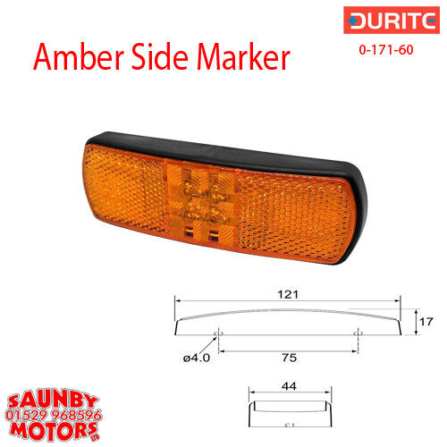 Durite 0-171-60 Amber Led Side Marker Lamp with Fly Lead 9~33 V, Trailer,Truck, - Picture 4 of 4