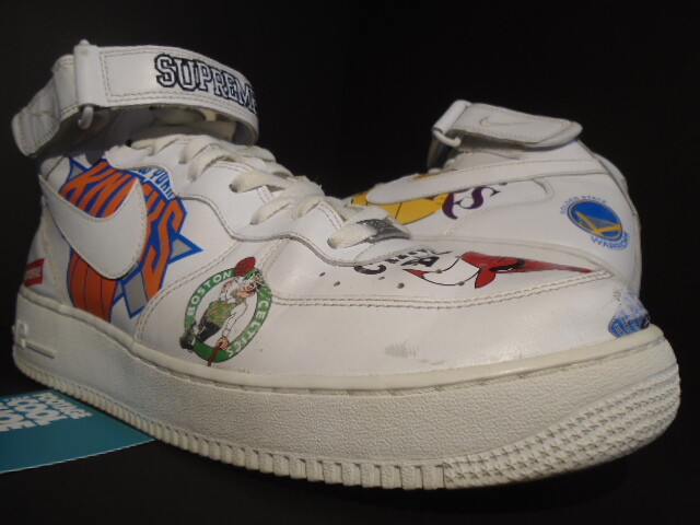NIKE DUNK AIR FORCE 1 MID '07 / SUPREME BOX LOGO NBA TEAMS WHITE AQ8017-100 12 | eBay