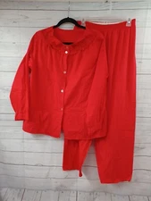Vtg Carol Brent 2 Pcs Pajama Set Top Pants Red Soft Fabric Sz M