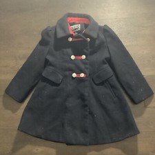 Rothschild Girls Navy Blue Dress Coat 5/6 Jackets Long Red Trim Silver Buttons