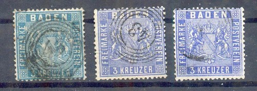 Baden 10a-c All Three Colors Stamped (13095