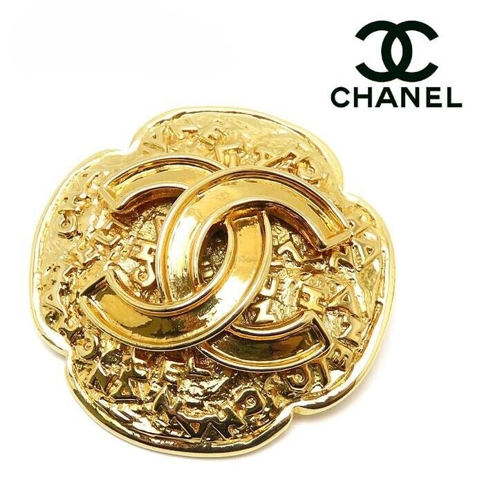 Chanel here mark brand logo brooch pin GP gold an… - image 1
