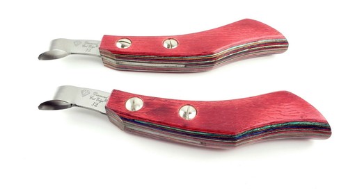 2 Hoof Knives Full Bloom Small Multi Color Wood Handle Steel Sheep Veterinary - Picture 3 of 10