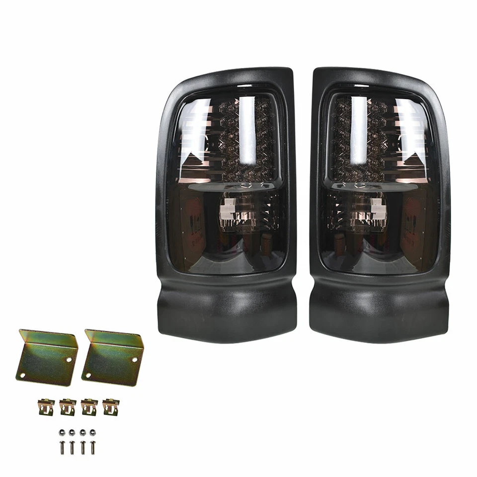 Luz trasera LED carcasa cromada negra apta para camioneta Dodge Ram 1500 2500 3500 94-01 Foto 2 de 4