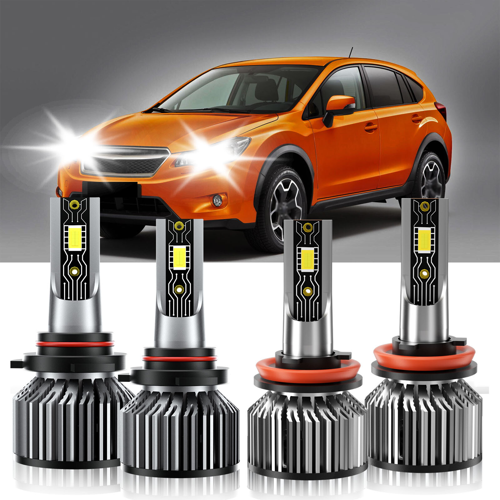 For Subaru XV 2013-2019 LED Headlight High Low Beam Bulbs Kits 9005+H11 6500K