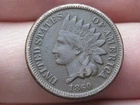 1860 Copper Nickel Indian Head Cent Penny- Rounded Bust, VF Details