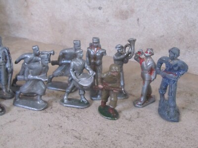 Lot De 15 Soldats Métal Peint - Guerres 14-18 / 39-45 - Quiralu? - Vintage