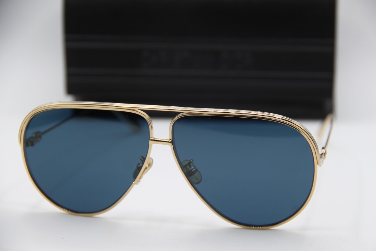 Dior Gold Aviator Sunglasses with Blue Lenses, new in box, no case Dior Diorcannage A1u Aviator-Style Sunglasses - Gold  main image 3