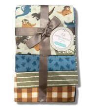 RECEIVING X4 - PETITE BOYS 243 - DINOSAUR BROWN - BLANKETS COTTON 4 PACK BABY