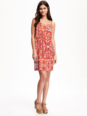 old navy orange blossom dress New Old Navy Women High Waist Orange Floral Rayon Spaghetti Strap Cami  Dress XS