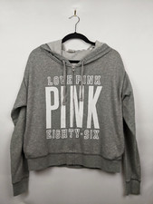 Victoria's Secret PINK Hoodie S Heather Gray Logo LOVE PINK 86 Oversize