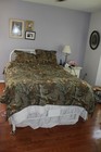 Leafy Oak Camo Brown Ivory Pattern Queen Comforter with Shams Used
