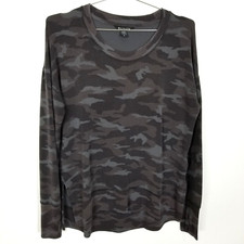 Athleta Women Studio to Street Camo Crew Neck Pullover Size M Sweatshirt Gray