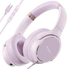 USB C Wired Over-Ear Headphones with Microphone, Volume Control, Share Port, and