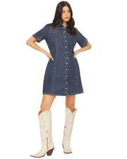 Levi's Women's Premium Rinoa Dark Wash Short Sleeve Denim Mini Dress -
