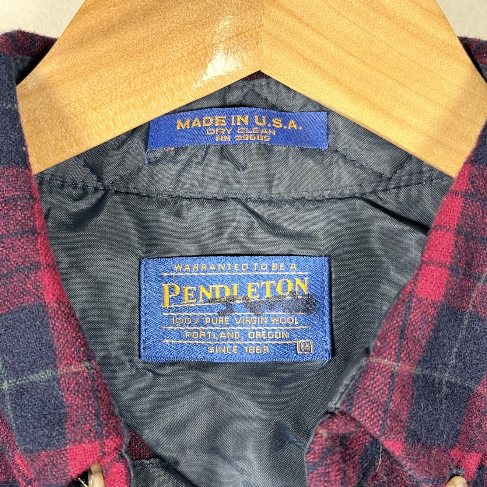 Pendleton Button-Down Shirt Red Blue Plaid Pure V… - image 4