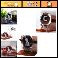 60mm 3D Laser Crystal Ball Paperweight Figurine with Stand - Unique Gift Idea