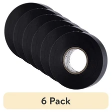 6 Pack Black Electrical Tape 3/4 x 50ft Vinyl Insulation Waterproof Indoor Outdo