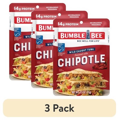 (3 Pack)  Chipotle Seasoned Light Tuna, Wild Caught, Gluten Free, 14G Protein pe