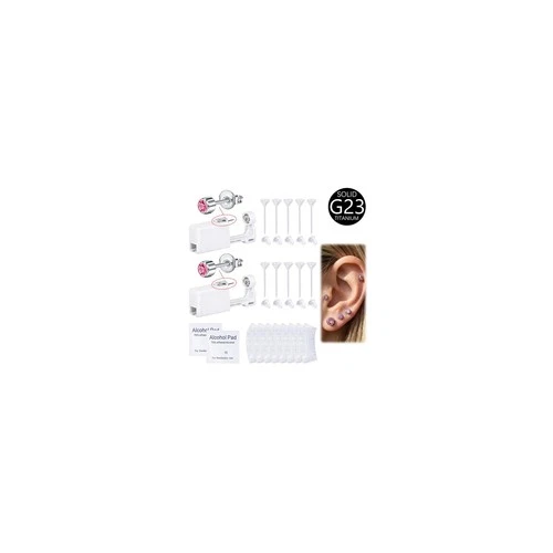 G23 Titanium Ear Piercing Kit, ASTM F136 Implant Grade 4mm Pink Studs for Sen... - product listing photo
