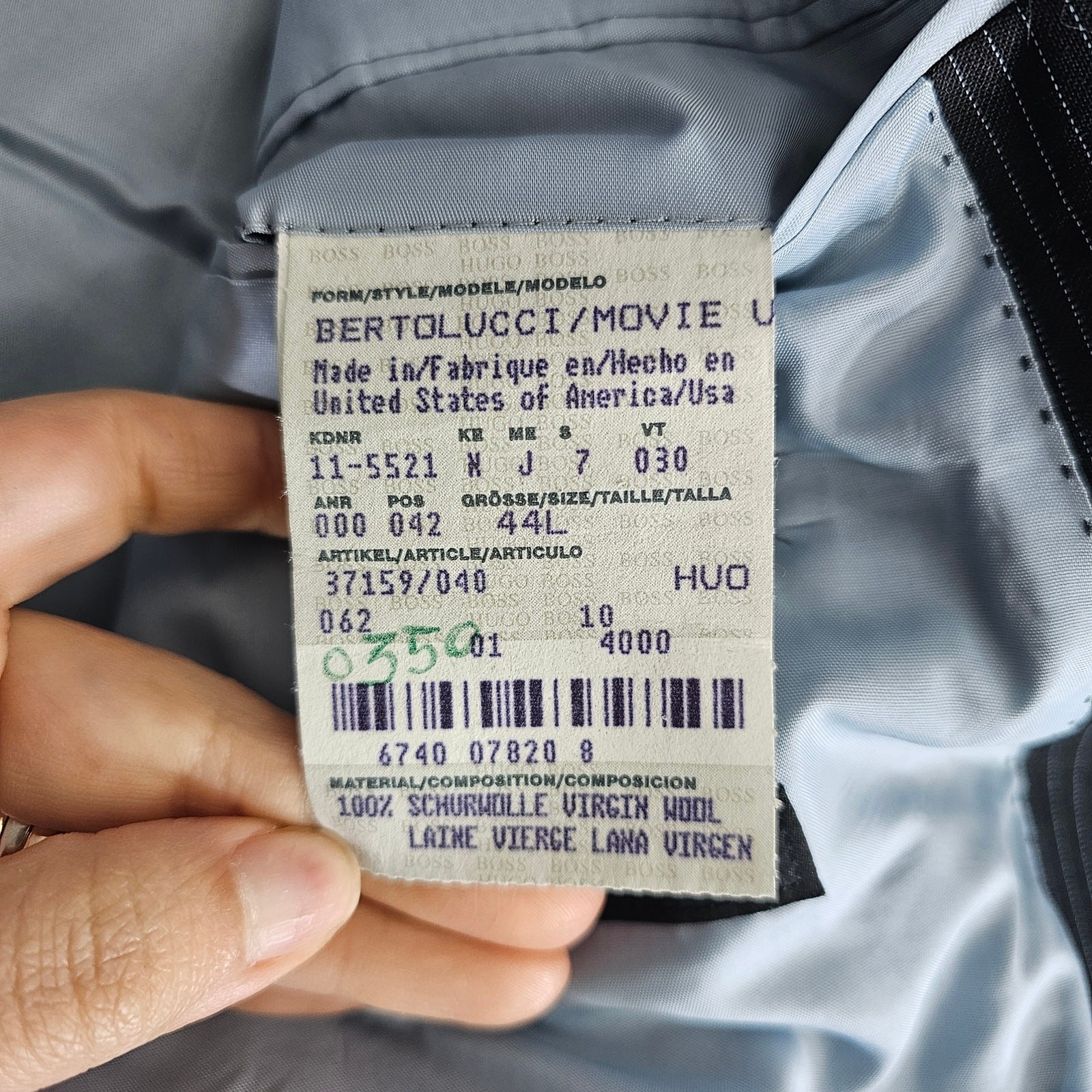 Hugo Boss 44L Bertolucci Movie Blue Super 120 Pinstripe Blazer Sport Coat Jacket thumbnail 4