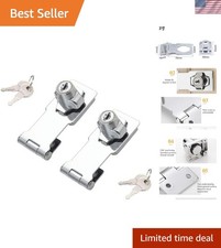 Secure Your Space with 2 Keyed 3-Inch Hasp Locks - Chrome Finish Easy Install