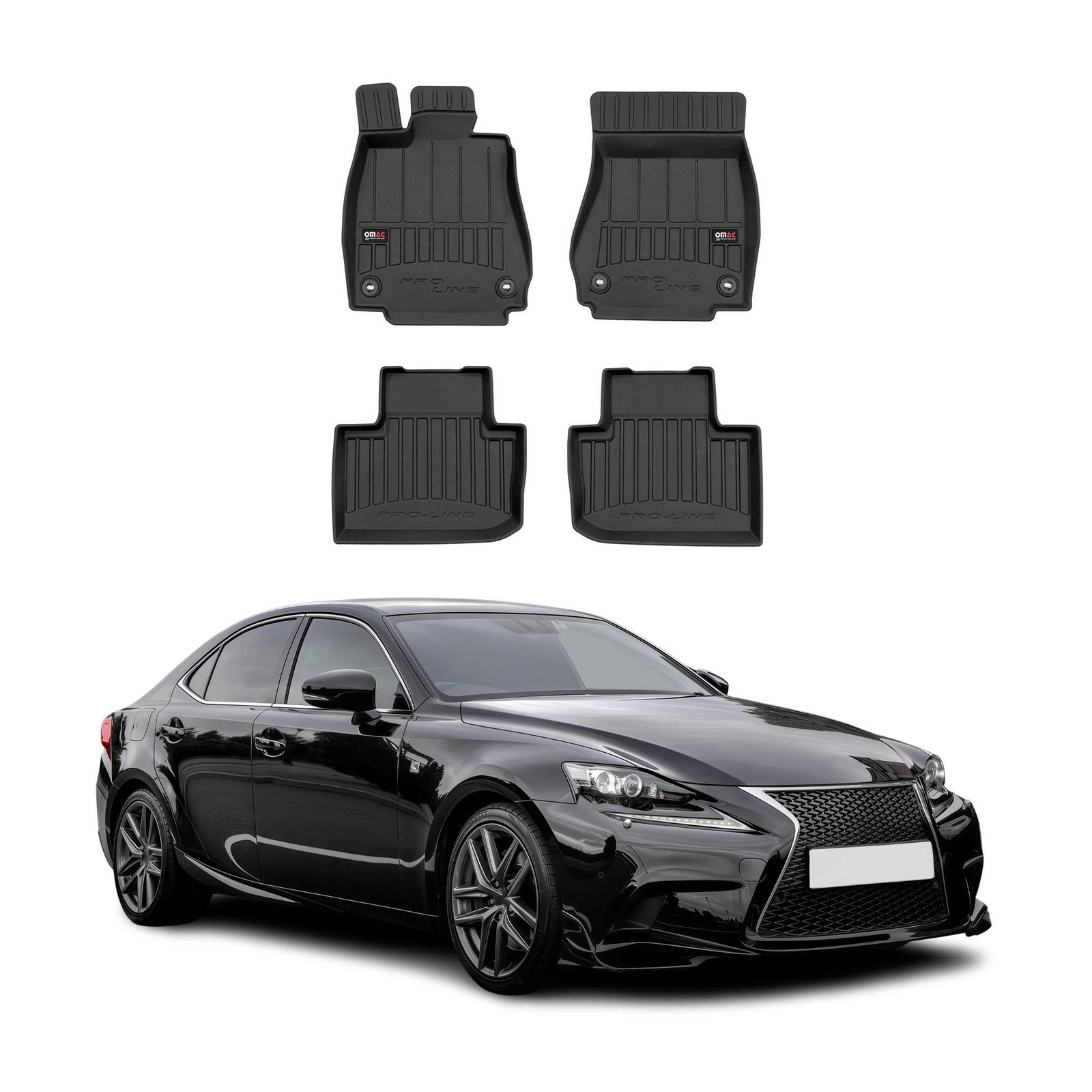 Tapis de sol en caoutchouc noir OMAC pour Lexus IS Berline de 2013 à 2020