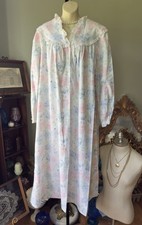 NWT FLAWS LANZ OF SALZBURG 100 COTTON FLORAL FLANNEL BALLET NIGHTGOWN LARGE