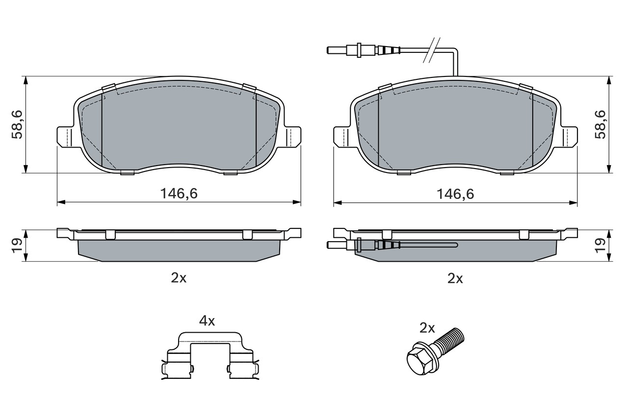 0 986 494 615 Bosch brake pad set, disc brake for Citroën, Fiat, Lancia
