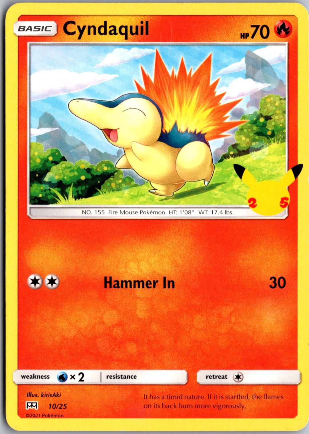 Cyndaquil 10/25 Promo McDonald's 25th Anniversary Lightly Played Pokemon Card