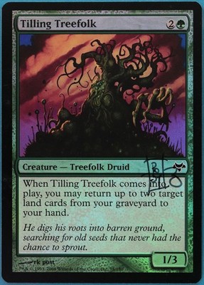 Tilling Treefolk FOIL Eventide NM Green Common SIGNED CARD (442759) ABUGames