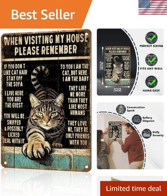 Rust-Resistant Vintage Cat Decor Sign   Perfect Gift for Cat Enthusiasts