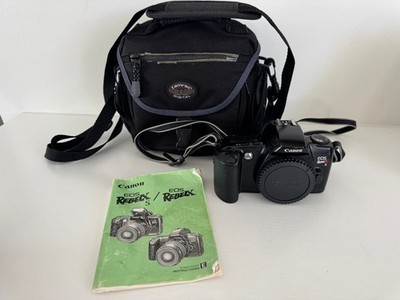 Canon EOS Rebel XS 35mm Film Camera, EF Mount Autofocus Bag, Manual, Cap, Tested