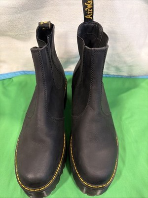 Dr. Martens Rometty Women's Black Leather Slip On Platform Chelsea Boots Size 10