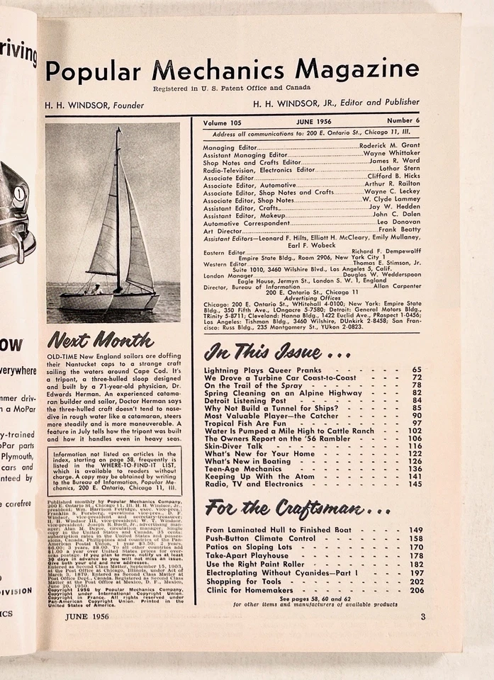 1956 Jun POPULAR MECHANICS shipping tunnel TURBINE CARS Aquarium Fish (color) - Image 4 of 4