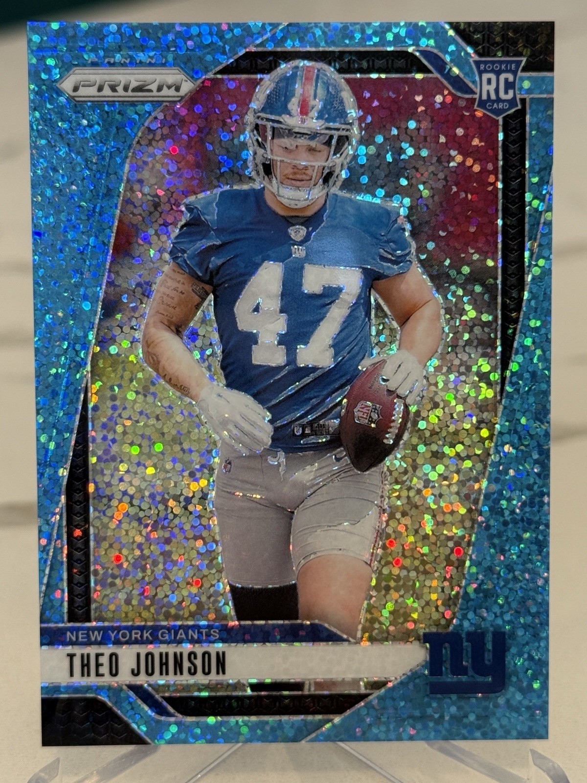 2024 Theo Johnson Blue Sparkle Prizm RC /96 #390 NFL New York Giants